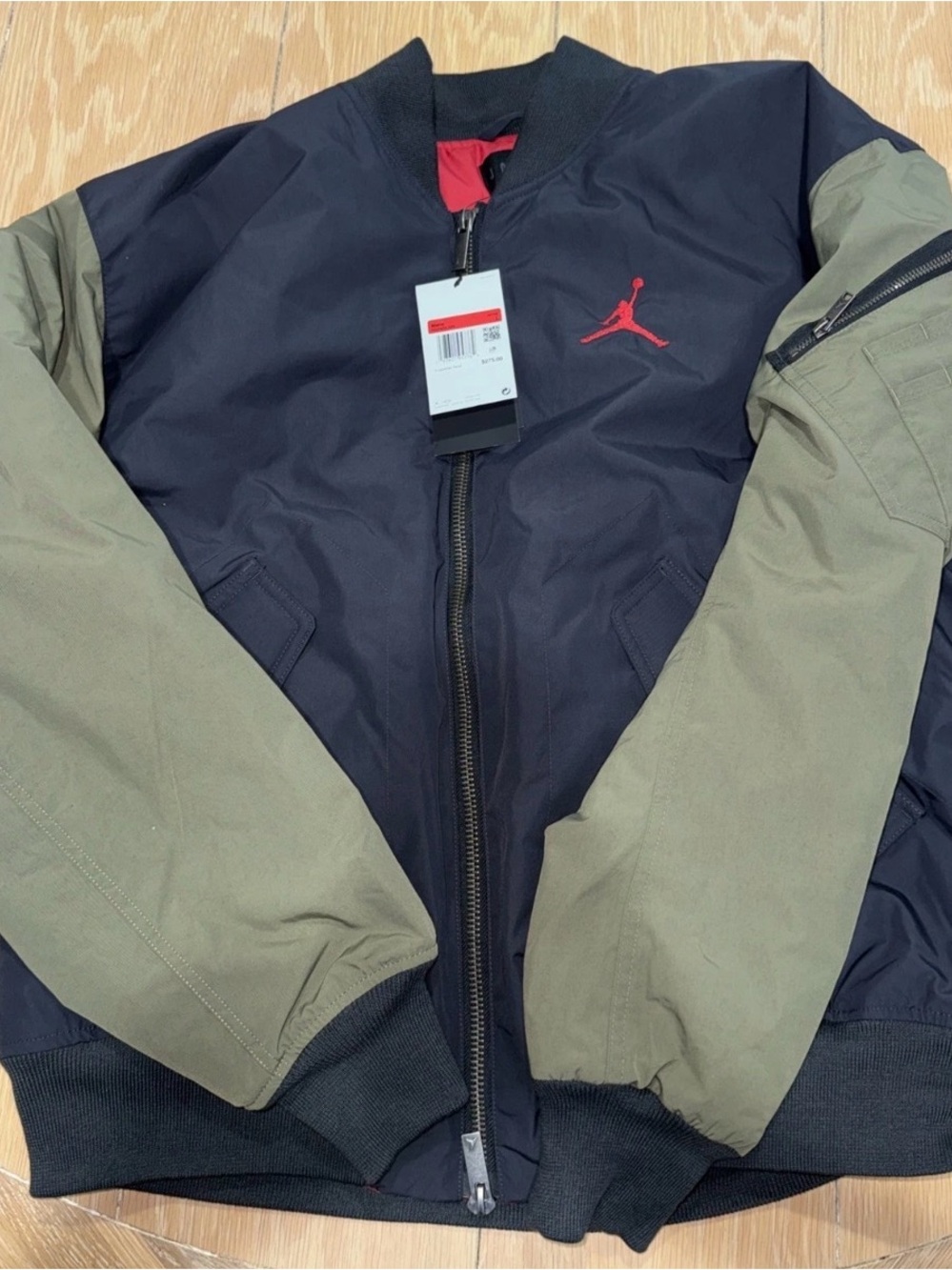 Nike Jordan Renegade Zip Up Bomber Jacket Noir Olive HQ2664-045 Men's Size Large